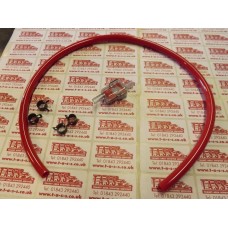 LAMBRETTA FUEL PIPE BY MOOSE RACING 1/4 (6.4mm) x 24" RED WITH IN LINE FILTER &CLIPS