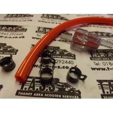 FUEL PIPE BY MOOSE RACING 1/4(6.4mm) x 12" ORANGE WITH IN LINE FILTER AND CLIPS