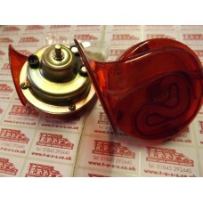 HORNS TWIN PACK 12V SNAIL SHELL RED