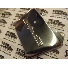 LAMBRETTA REAR MUDFLAP STAINLESS STEEL  LOGO EMBOSSED